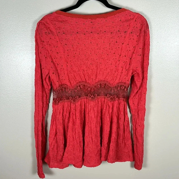 Free People Long Sleeve Lace Boho Top - Picture 8 of 9